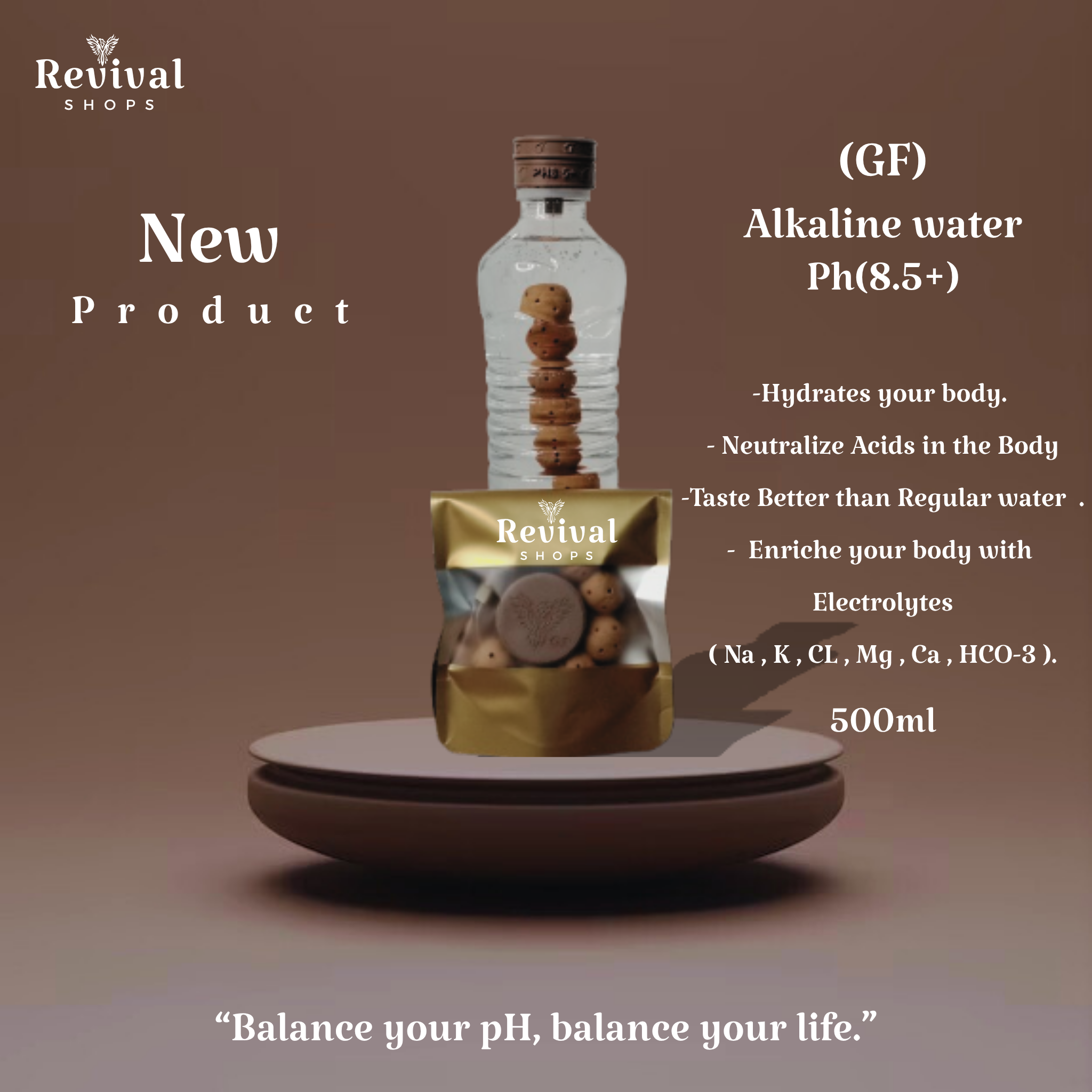 G-Filter "GF" - Alkaline Water pH ( 8.5+) + Electrolytes for Water Bottle , 450 Refills / 3 Months,500ml.