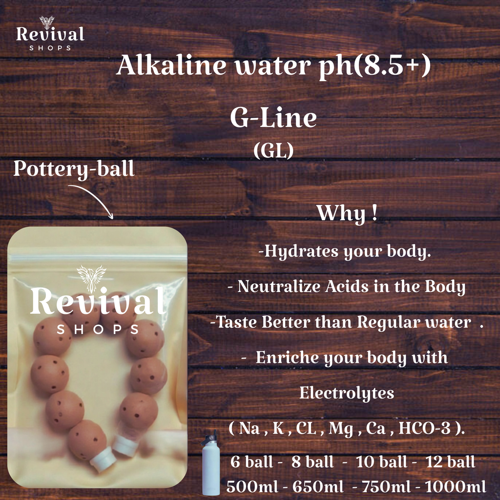 G-Line "GL" - Alkaline Water pH ( 8.5+) + Electrolytes for Water Bottle , 450 Refills / 3 Months,12ball/1000/1200ml.