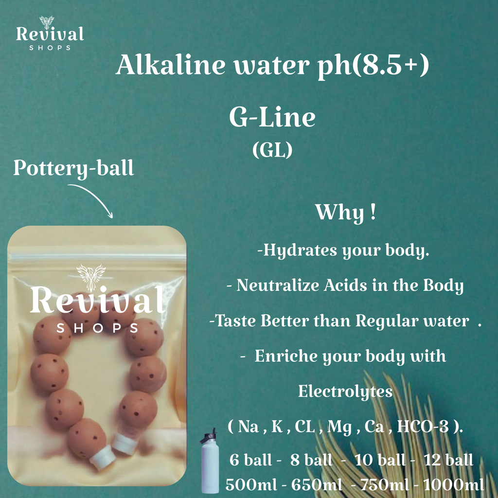 G-Line "GL" - Alkaline Water pH ( 8.5+) + Electrolytes for Water Bottle , 450 Refills / 3 Months,8ball/600/650ml.