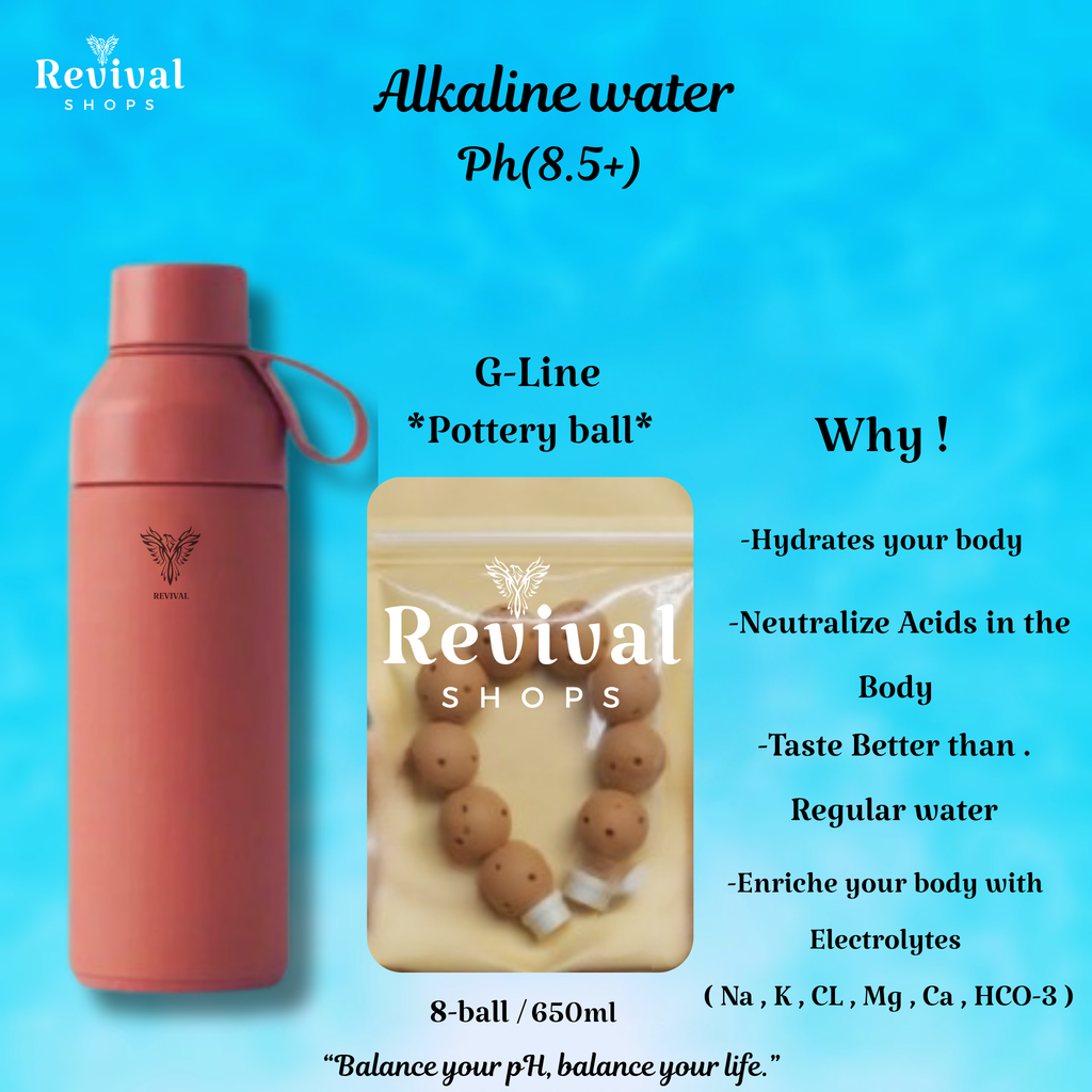 G-Line "GL" - Alkaline Water pH ( 8.5+) + Electrolytes for Water Bottle , 450 Refills / 3 Months,8ball/600/650ml.