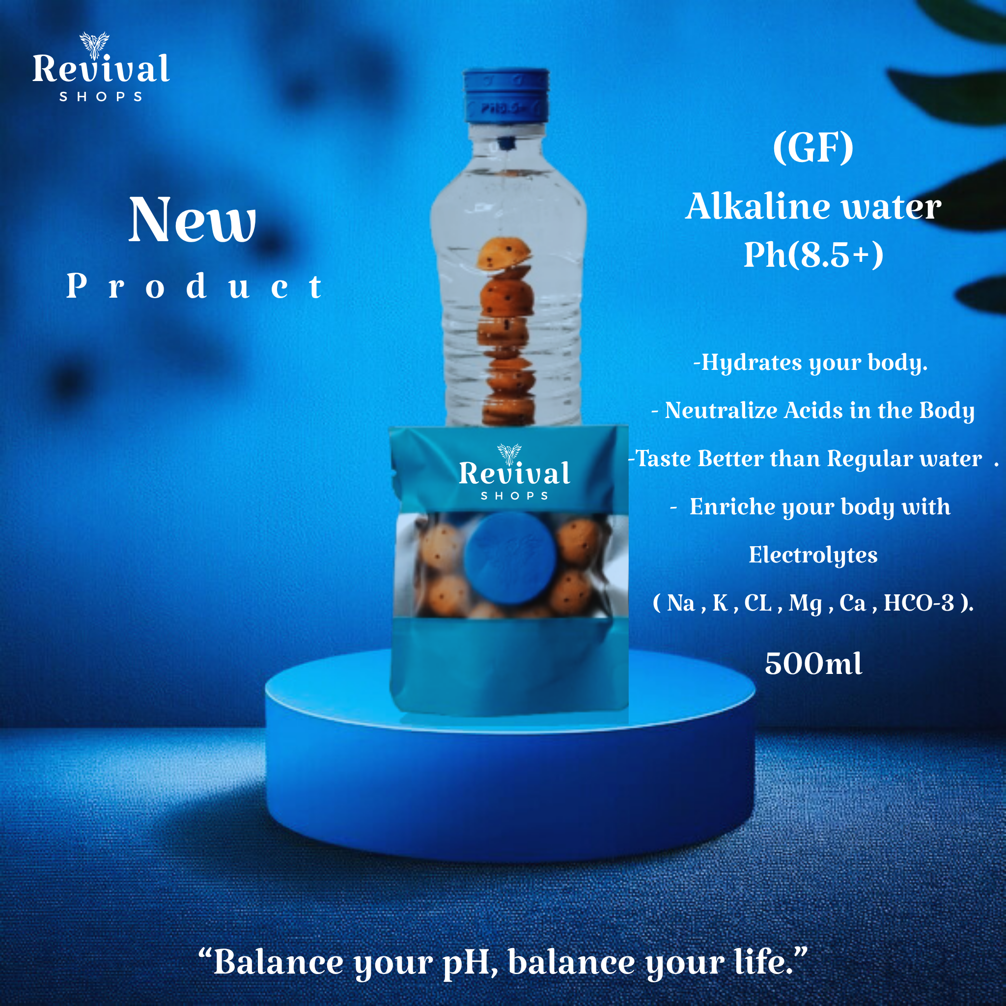 G-Filter- "GF"  Alkaline Water pH ( 8.5+) + Electrolytes for Water Bottle , 450 Refills / 3 Months,500ml.